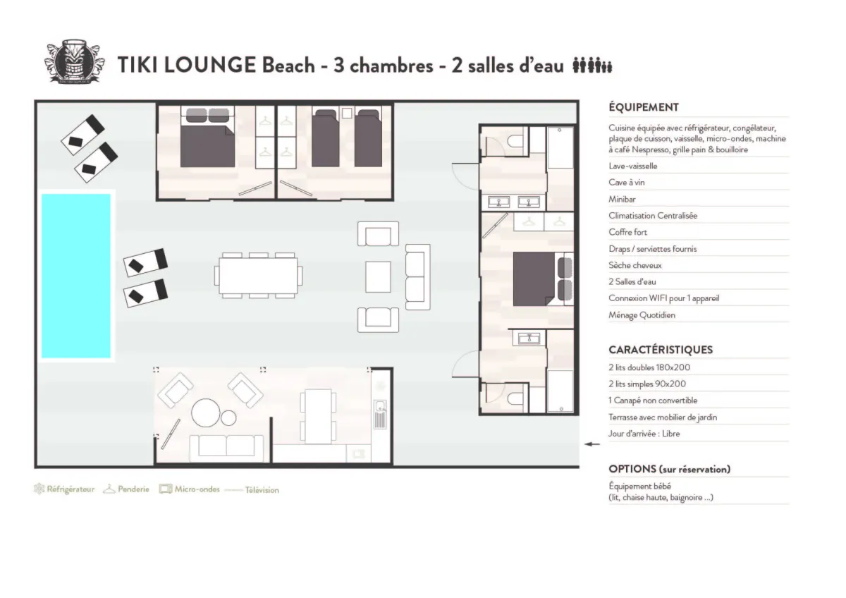 Plan Tki Lounge Beach - 3 bedrooms - 2 bathrooms