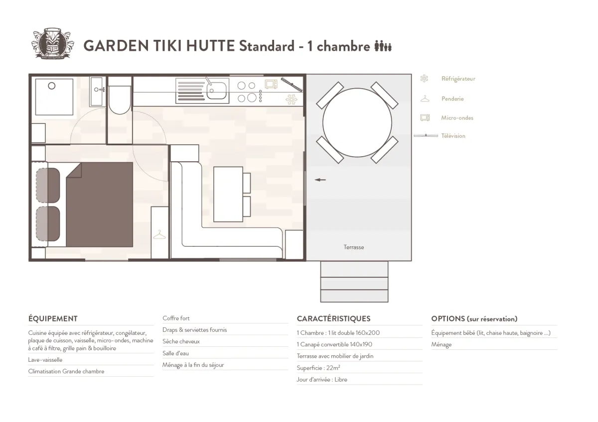 Map of our Garden Tiki Hutte Standard 1 bedroom