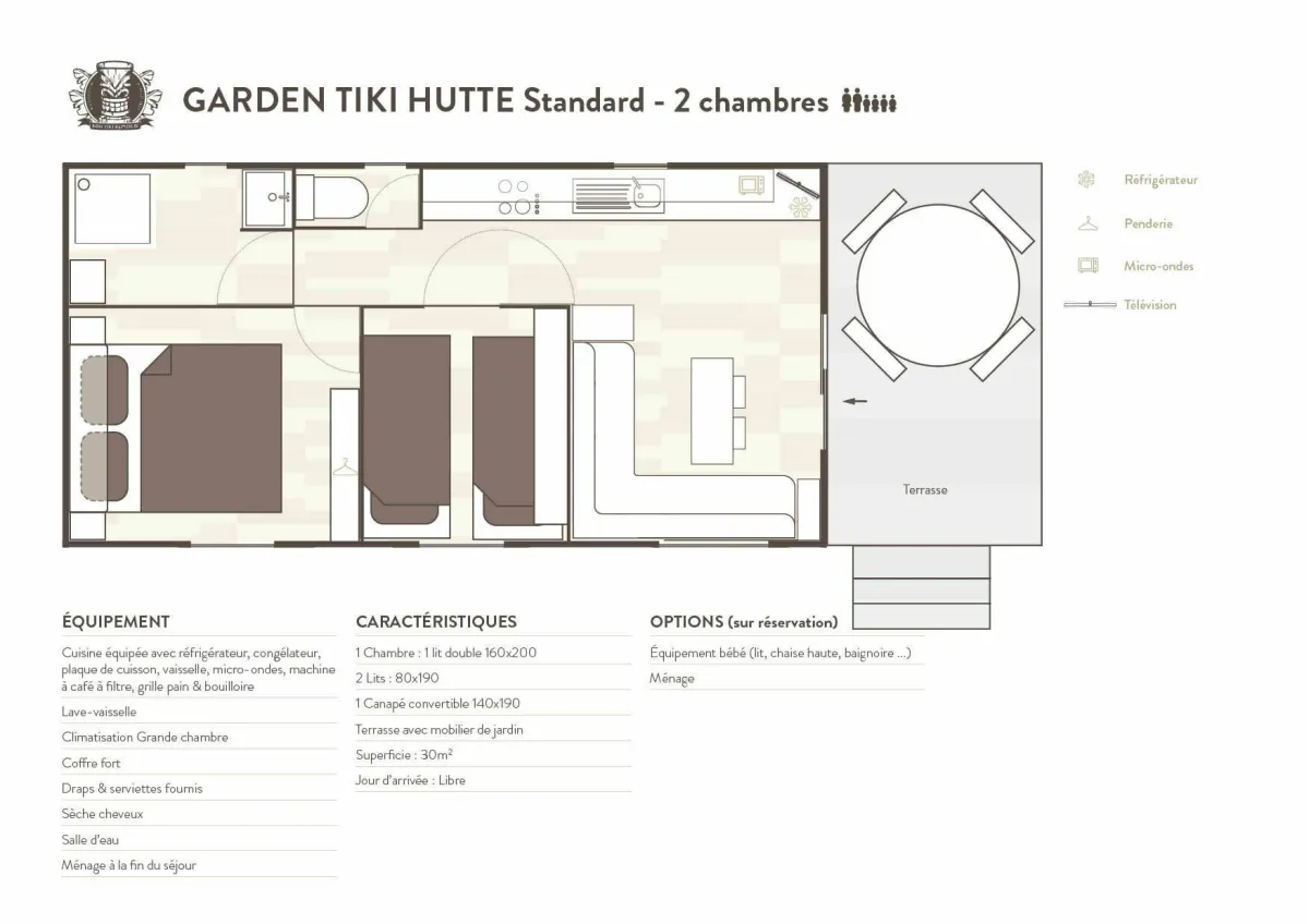 Map of our Garden Tiki Hutte Standard 2 bedrooms