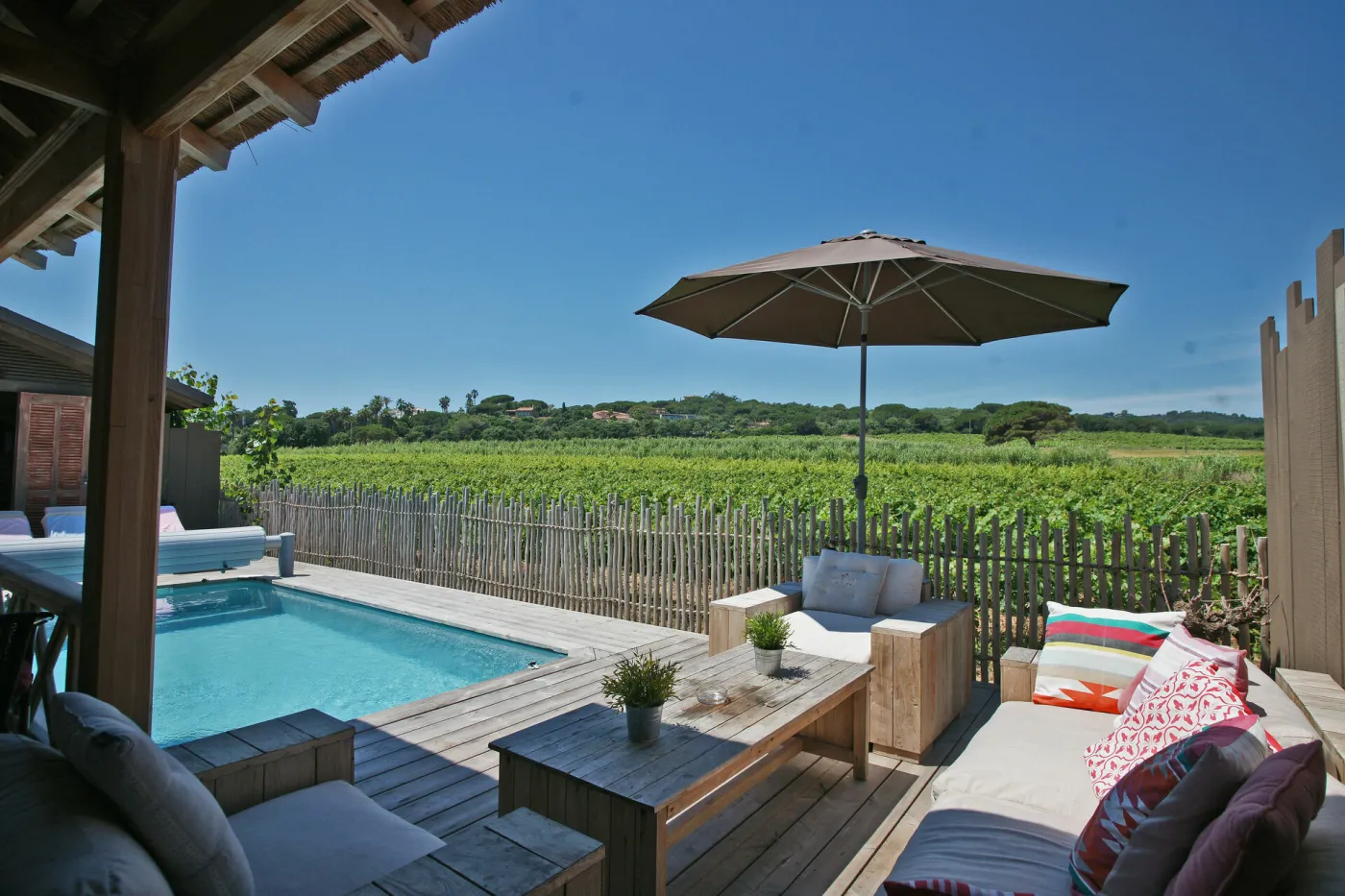 Pool side of our Tiki Lounge Garden Pool 2 bedrooms